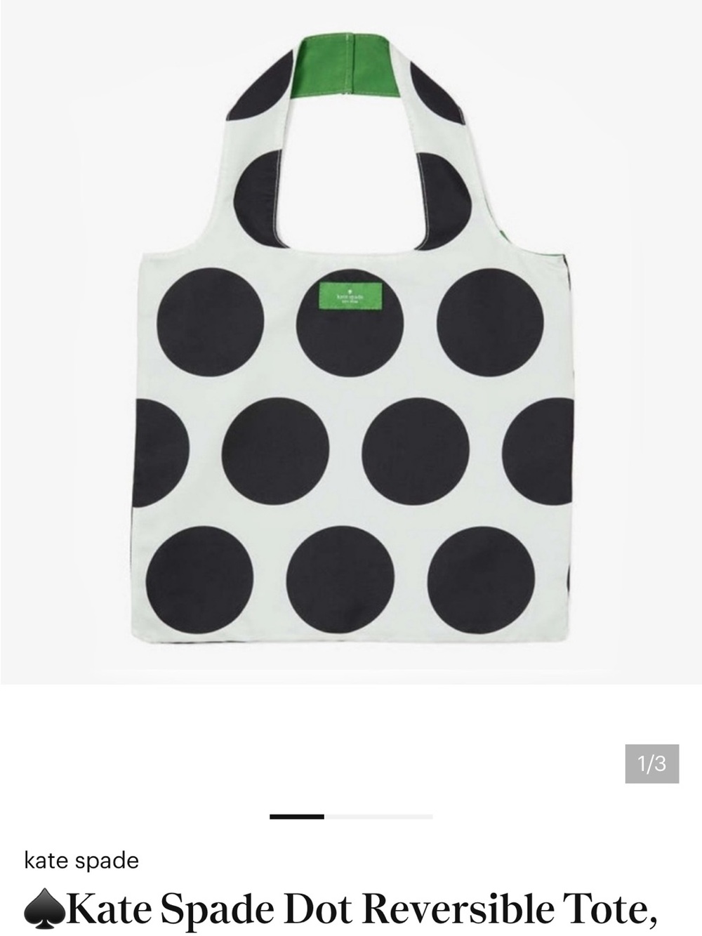 kate spade Black and White Polka Dot Reversible Tote